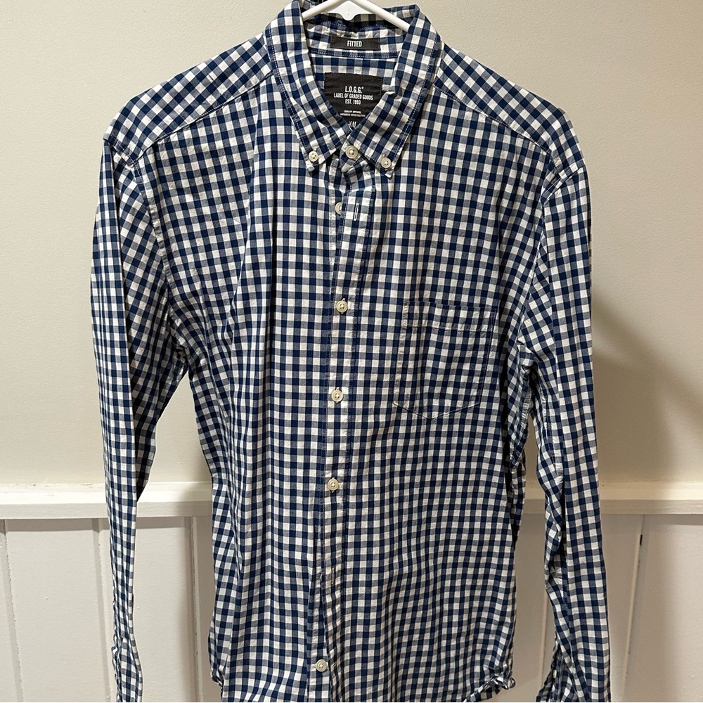 H&M Checkered Button Down (Navy)